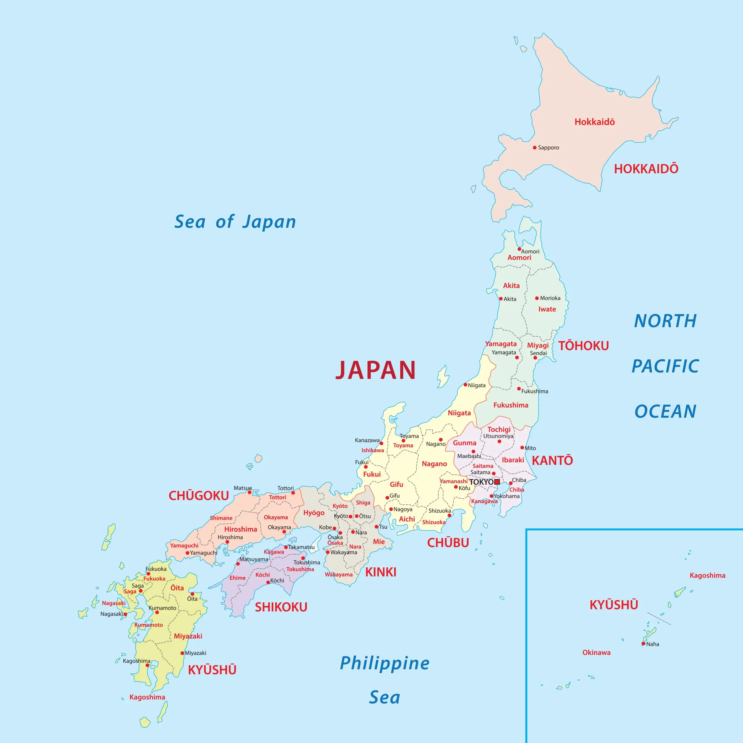Map of modern Japan