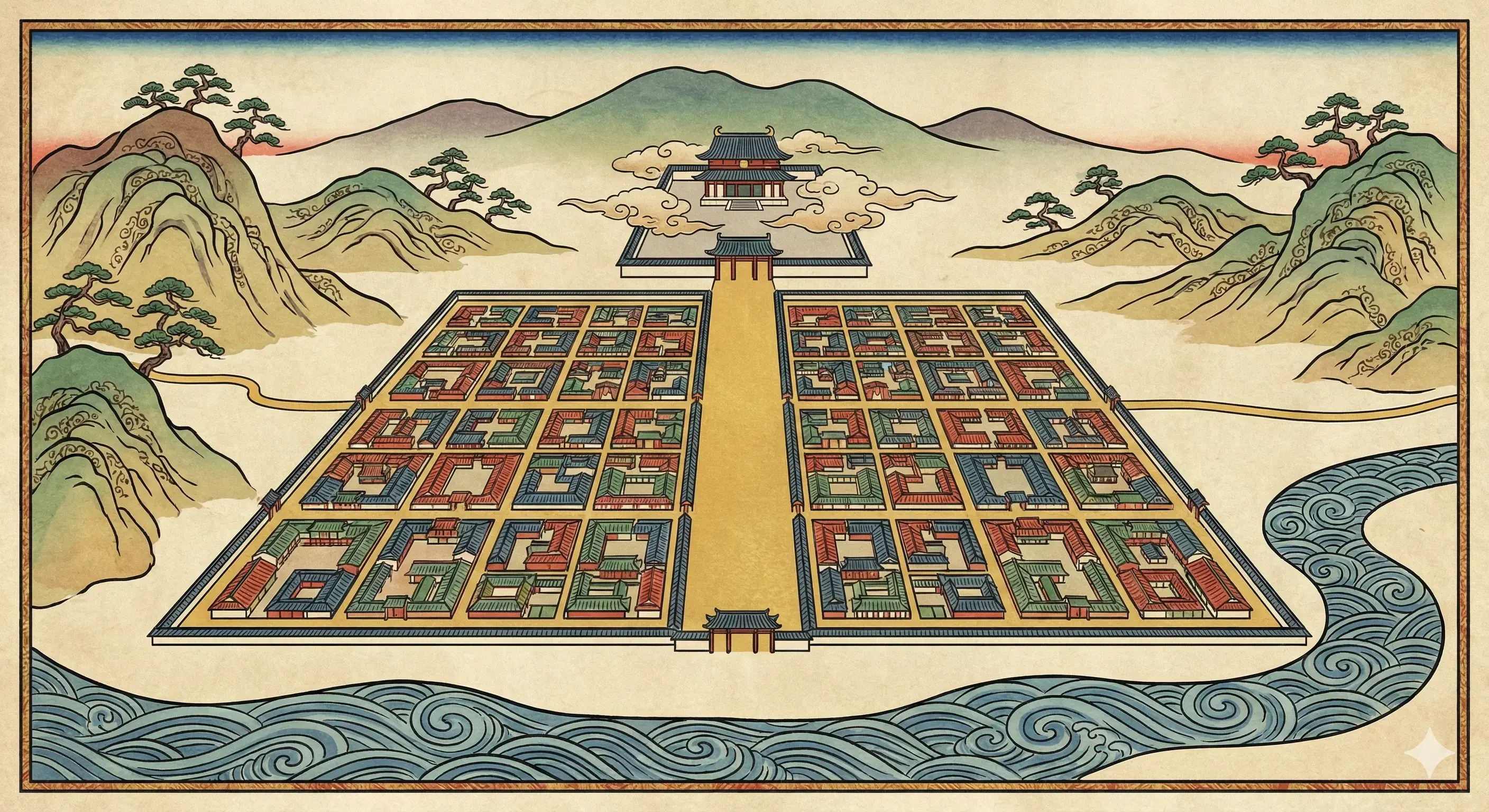 Gemini generated map of Kyoto's grid system